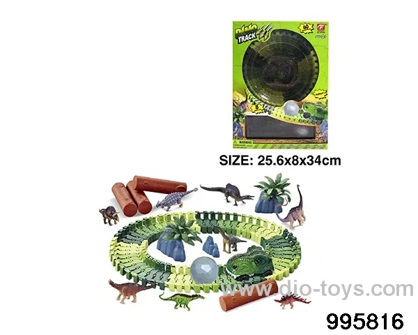 Electric dinosaur track in 60PCS window box