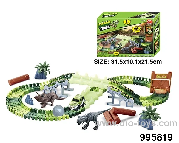 Electric dinosaur track in 108PCS color box
