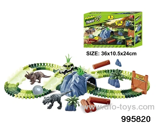 Electric dinosaur track in 120PCS color box