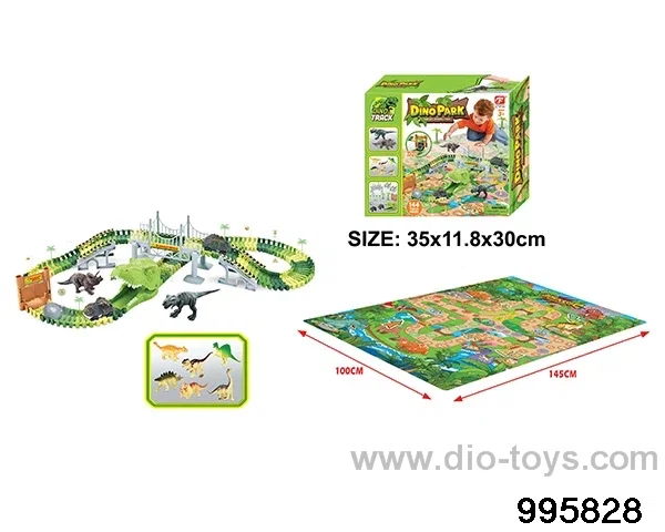 Electric dinosaur track in 144PCS color box