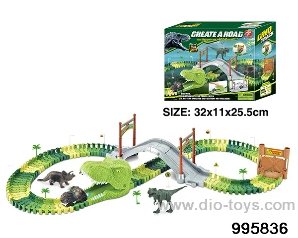 Electric dinosaur track in 144PCS color box