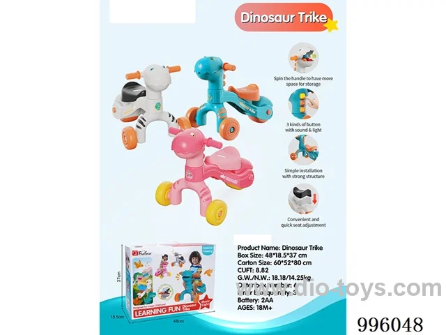Dinosaur sliding walker (mixed with three colors) in color box