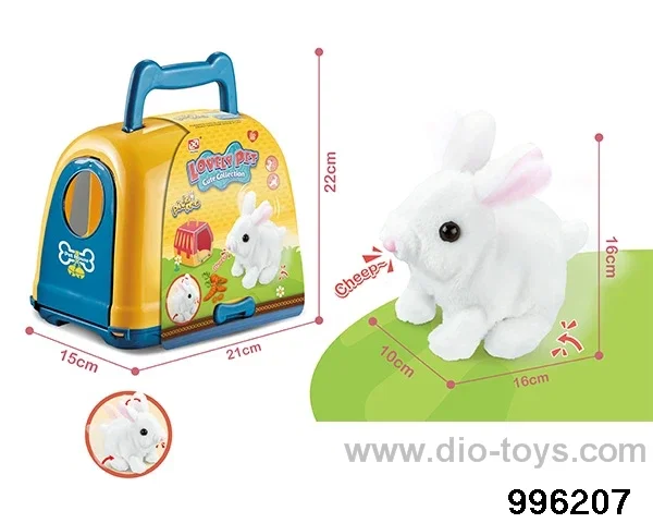 Plush toy electric rabbit set+pet rabbit cage in paper card