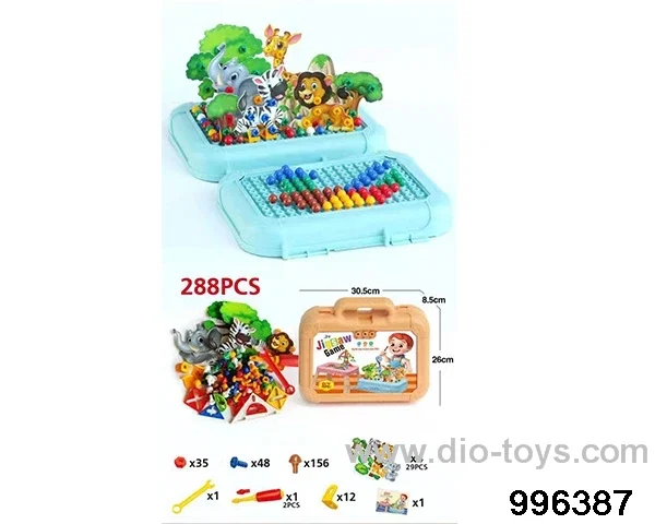 Mixed assembly of animal and mushroom nails (287PCS) in Plastic film