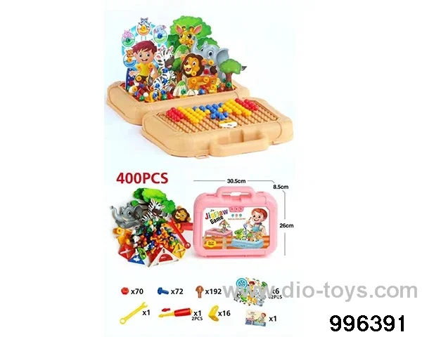 Mixed assembly of two kinds of mushroom nails in animal park (399PCS) in Plastic film
