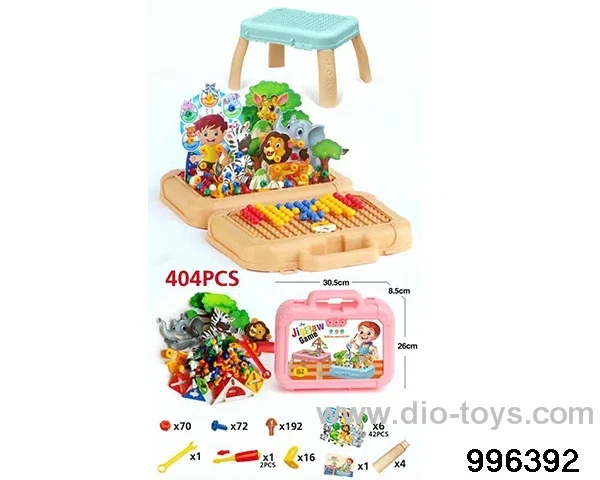 Mixed assembly of two kinds of mushroom nails in animal park (403PCS) in Plastic film
