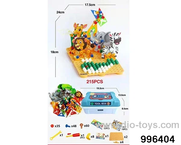 Three categories of jigsaw puzzle, animal and mushroom nail are mixed and assembled (215PCS)