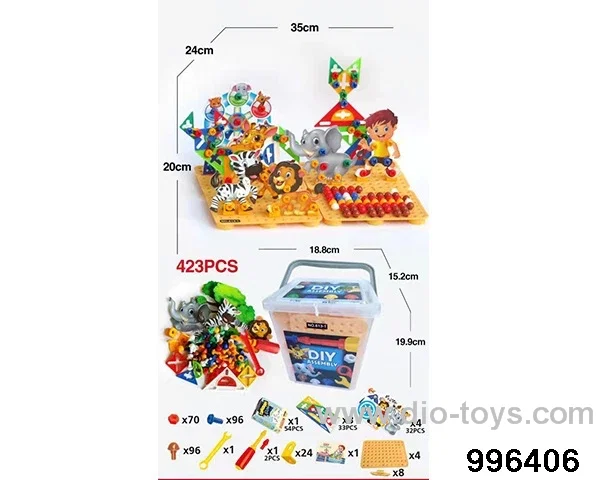 Three categories of jigsaw puzzle, animal and mushroom nail are mixed and assembled (423 PCS)