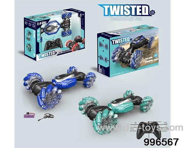 Extended twist with light, color wheel and horn crosswise stunt car (2.4G power pack) in window box