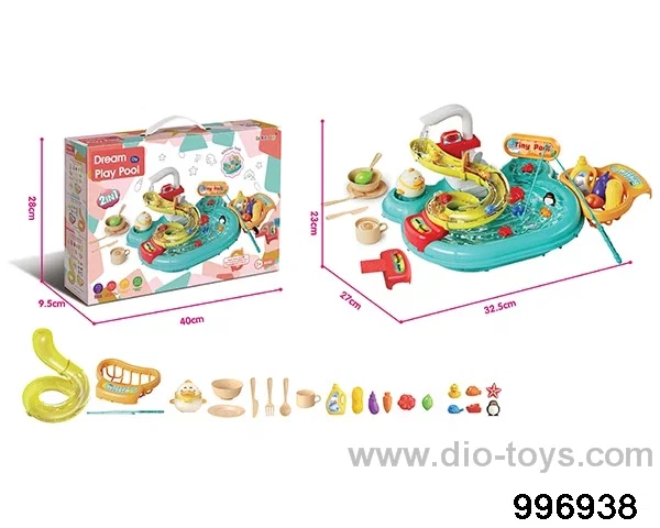 Electric water outlet children's water park toy dishwasher in color box