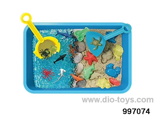 space sand play set in plastic box