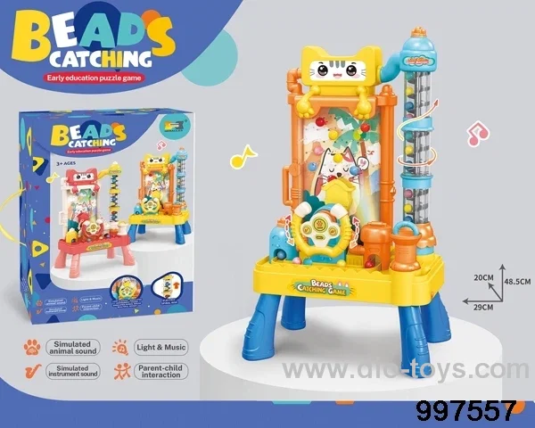 Musical beads catching game board game educational toy with lights - orange color