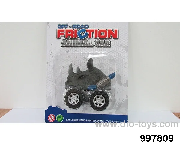 Inertia/return animal cart - rhinoceros in Blister card