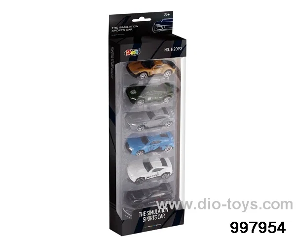 6pcs 1:64 free wheel alloy car