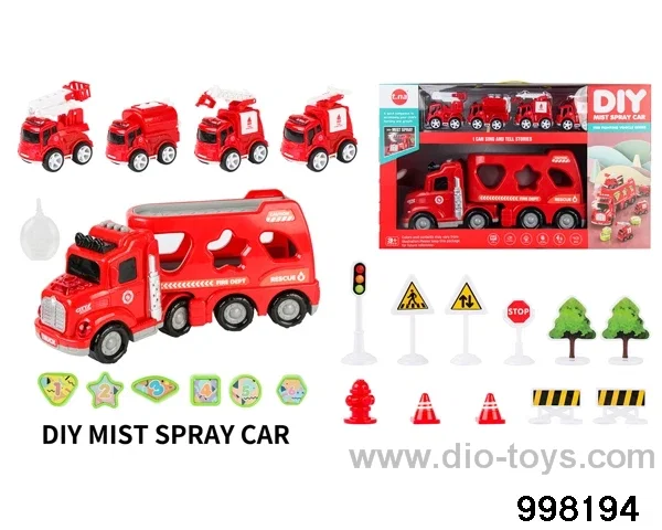 Spray container truck with friction car