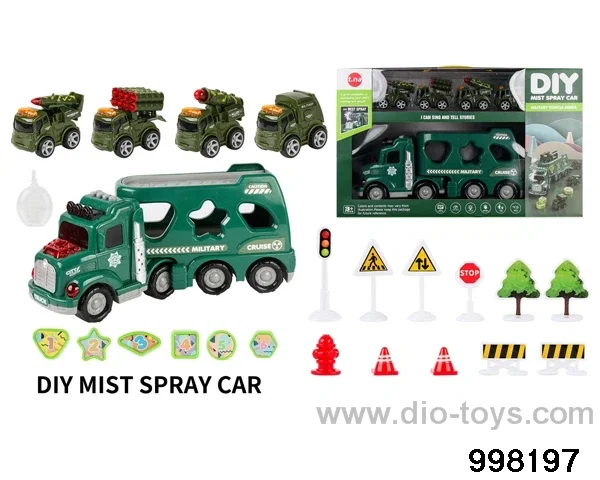 Spray container truck with friction car