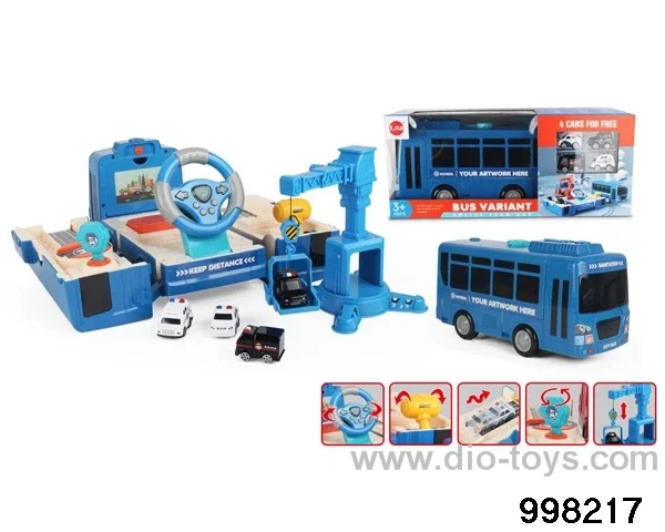Sound and light story car with 4pcs pull back alloy car