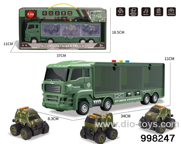 free wheel truck with 3pcs pull back alloy car