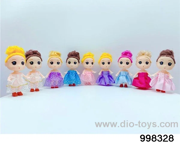 Two inch and a half full body confused doll single outfit in opp bag