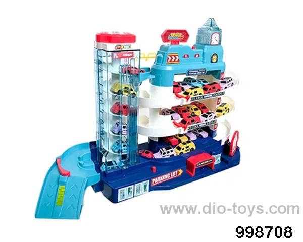 city parking lot with 4pcs car