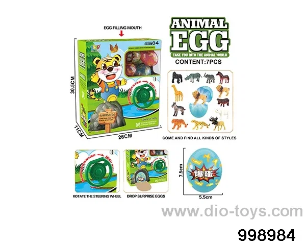 New animal steering wheel twist eggs (7 eggs) in window box