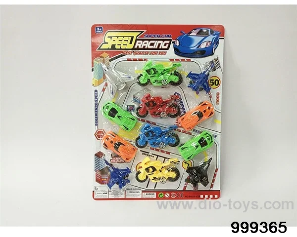 (GCC) Solid color return plane sports car+4 taxibikes in Blister card