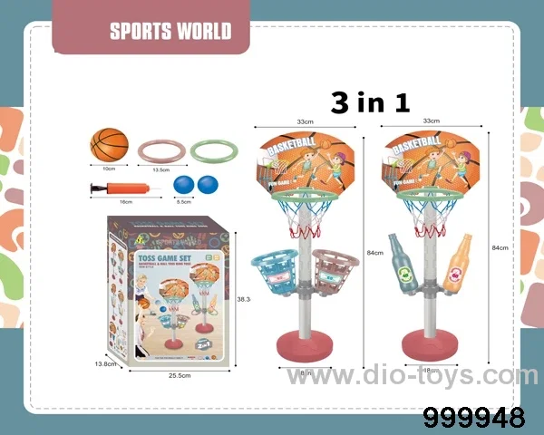 3-in-1 Interactive Basketball Hoop Pitching set